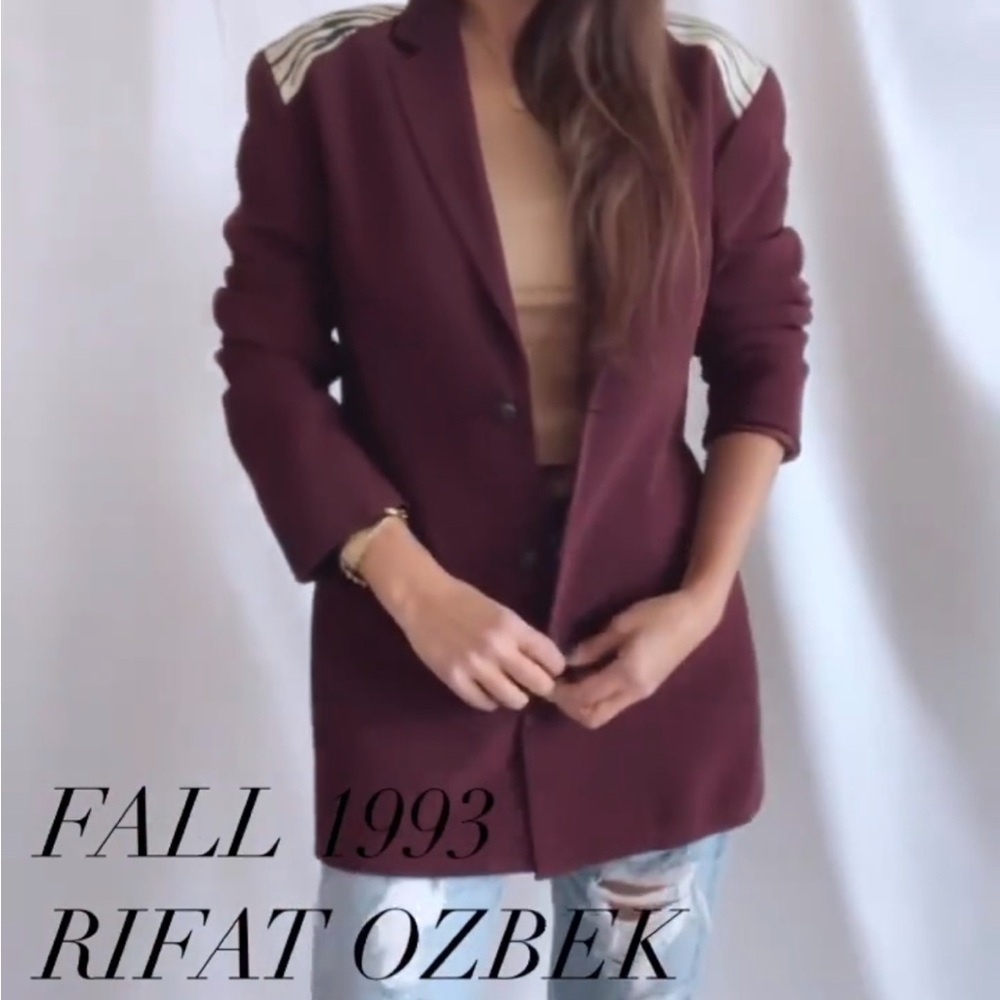 *RARE* Ozbek Burgundy color rare mixed media vintage blazer 4/6